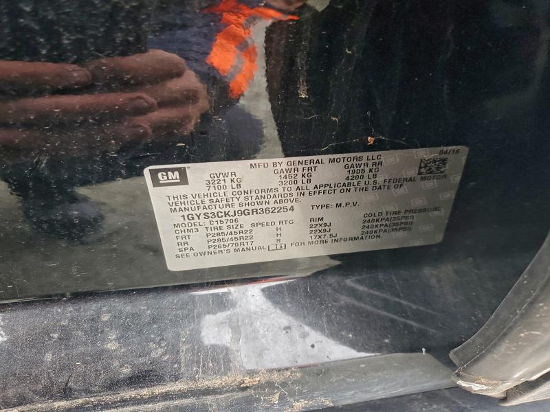 98187635 :رقم المزاد ، 1GYS3CKJ9GR362254 vin ، 2016 Cadillac Escalade P مزاد بيع