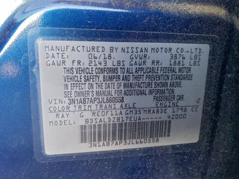 94575795 :رقم المزاد ، 3N1AB7AP3JL660558 vin ، 2018 Nissan Sentra مزاد بيع