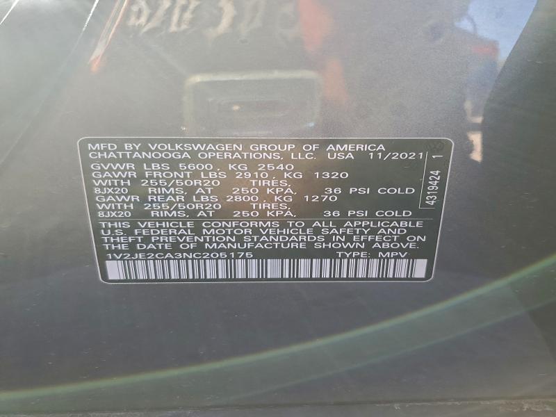 Продажа на аукционе авто 2022 Volkswagen Atlas Cros, vin: 1V2JE2CA3NC205175, номер лота: 98862135