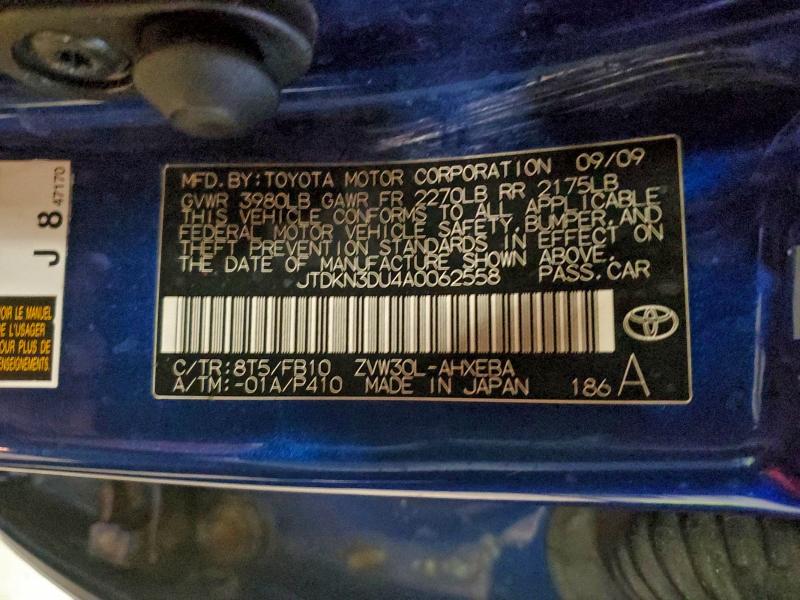 Aukcja sprzedaży 2010 Toyota Prius, vin: JTDKN3DU4A0062558, numer aukcji: 97317255