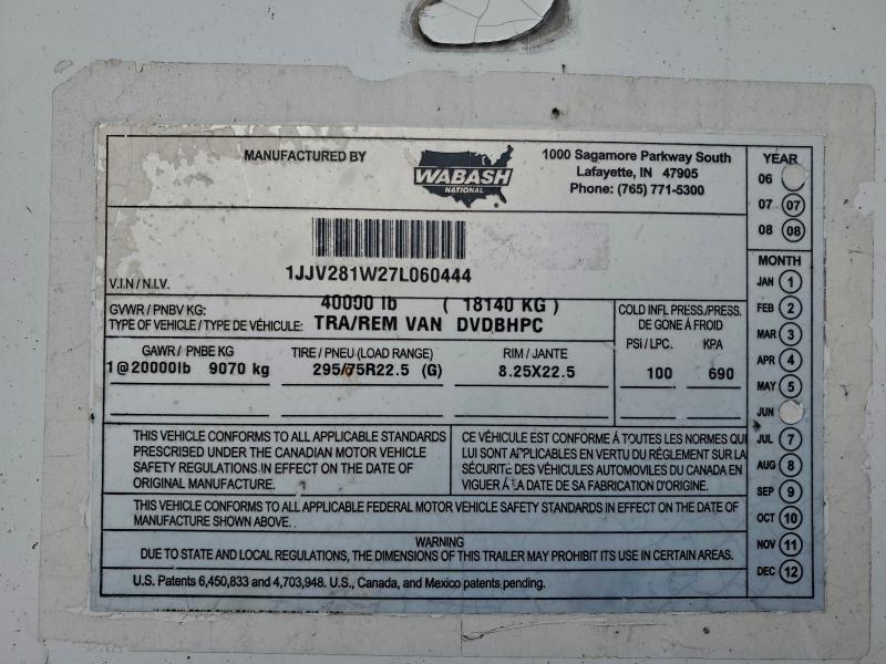 2007 Hvee Dry Van Trailer მანქანა იყიდება აუქციონზე, vin: 1JJV281W27L060444, აუქციონის ნომერი: 95464525