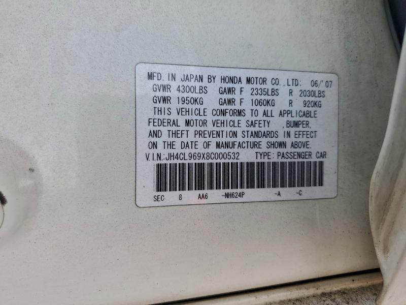 95312085 :رقم المزاد ، JH4CL969X8C000532 vin ، 2008 Acura Tsx مزاد بيع