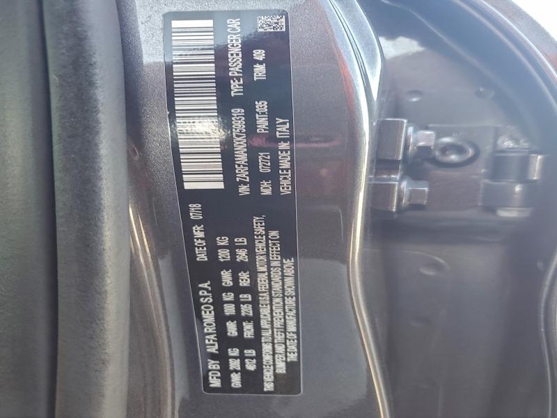 Aukcja sprzedaży 2019 Alfa Romeo Giulia, vin: ZARFAMANXK7599319, numer aukcji: 99507065