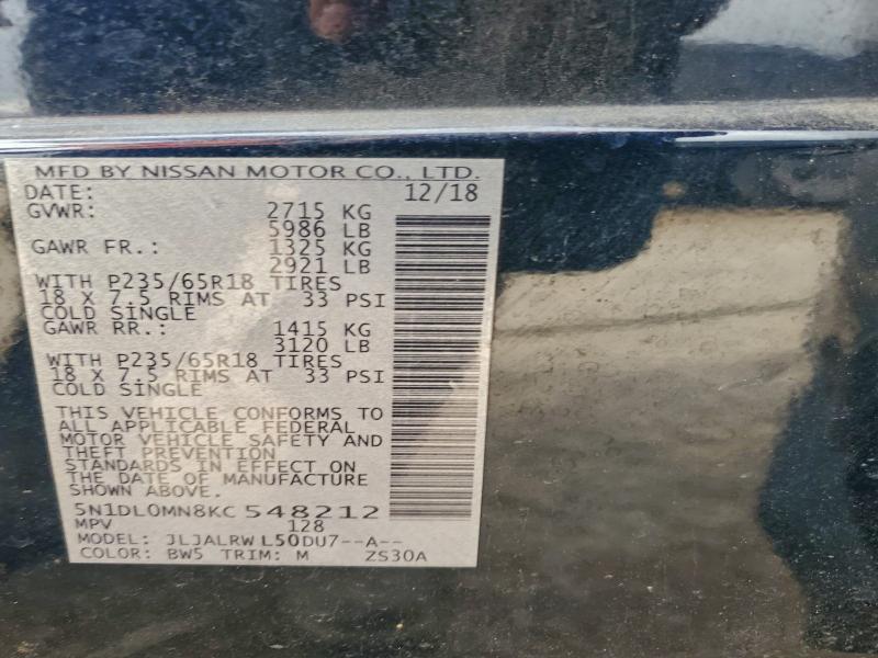 Aukcja sprzedaży 2019 Infiniti Qx60 Luxe, vin: 5N1DL0MN8KC548212, numer aukcji: 75282855