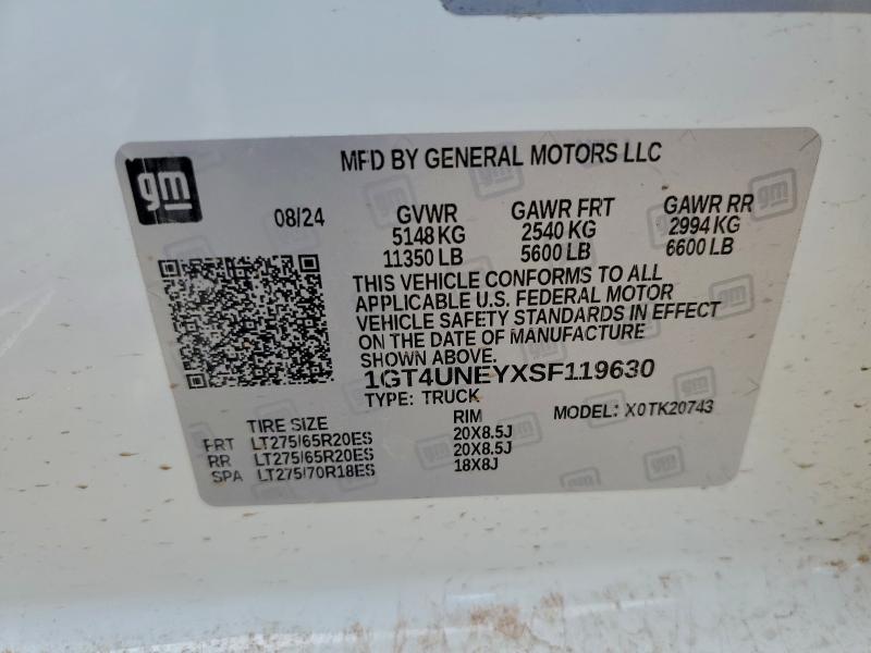 Aukcja sprzedaży 2025 Gmc Sierra, vin: 1GT4UNEYXSF119630, numer aukcji: 96188685