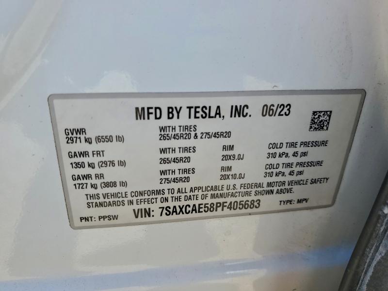 Продаж на аукціоні авто 2023 Tesla Model X, vin: 7SAXCAE58PF405683, номер лоту: 94887745