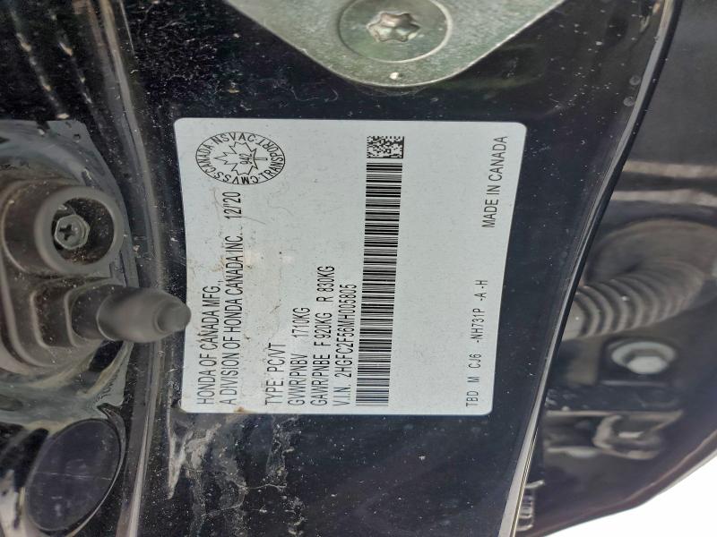 Продажа на аукционе авто 2021 Honda Civic, vin: 2HGFC2F56MH005805, номер лота: 95265085
