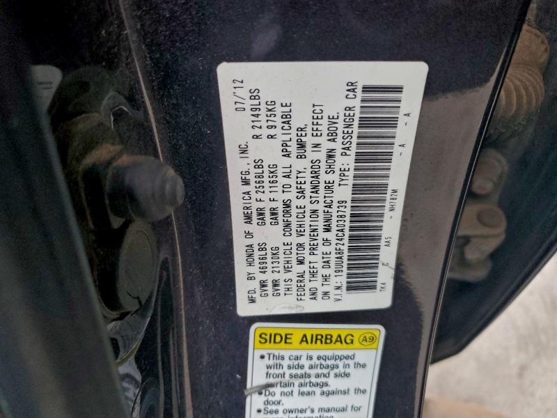 Aukcja sprzedaży 2012 Acura Tl, vin: 19UUA8F24CA038739, numer aukcji: 96939265