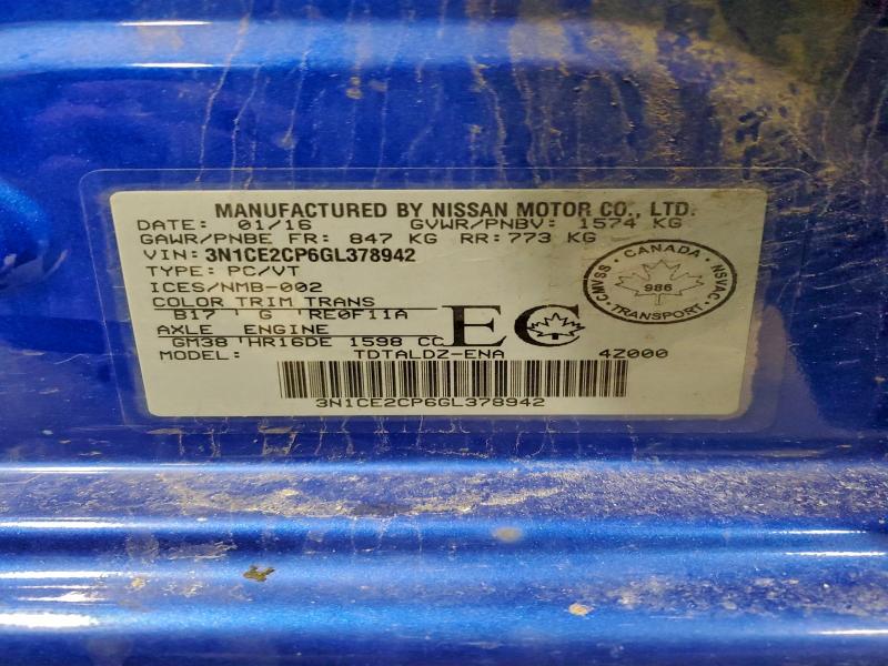 Продаж на аукціоні авто 2016 Nissan Versa Note, vin: 3N1CE2CP6GL378942, номер лоту: 93985885