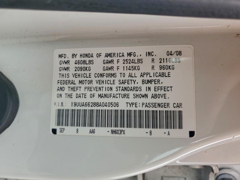 Aukcja sprzedaży 2008 Acura Tl, vin: 19UUA66288A040506, numer aukcji: 96130265