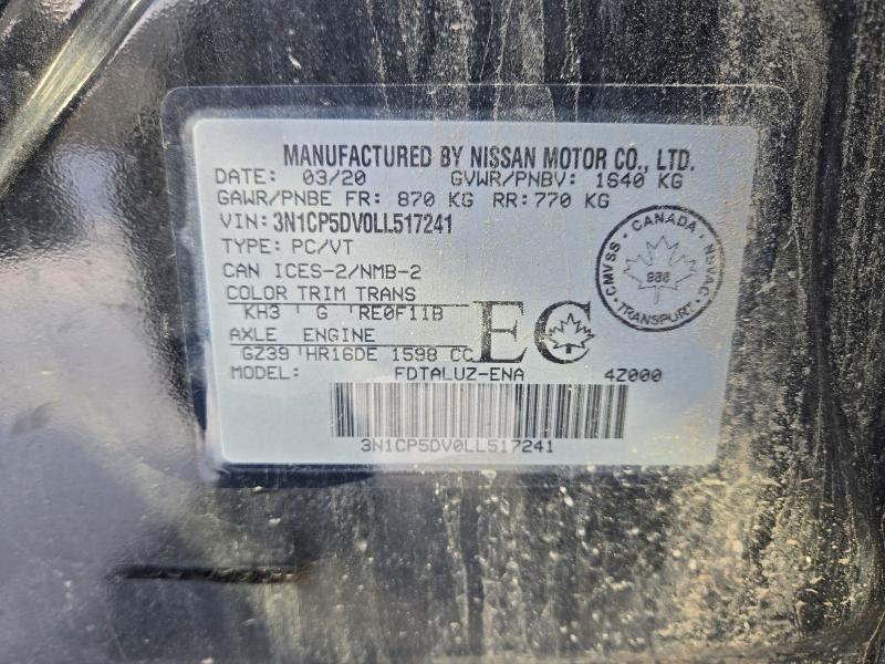 Aukcja sprzedaży 2020 Nissan Kicks Sr, vin: 3N1CP5DV0LL517241, numer aukcji: 91258325