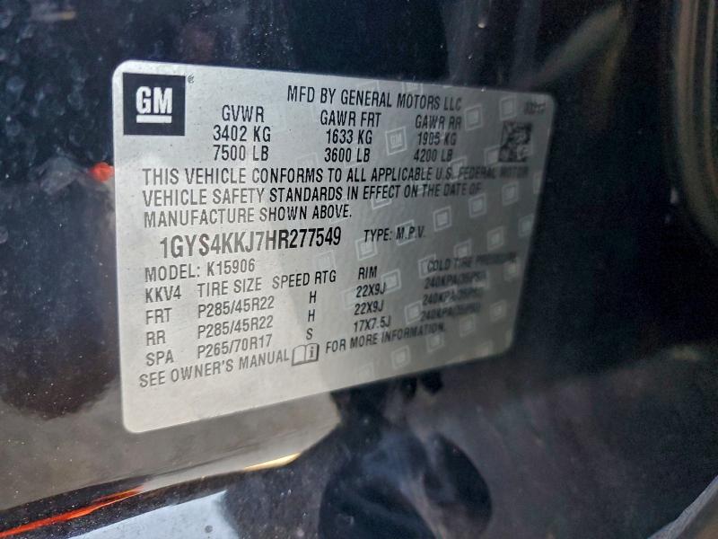 Aukcja sprzedaży 2017 Cadillac Escalade E, vin: 1GYS4KKJ7HR277549, numer aukcji: 97073435
