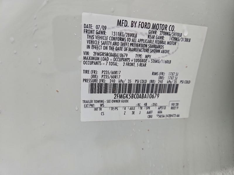 Продажа на аукционе авто 2010 Ford Flex, vin: 2FMGK5BC0ABA10679, номер лота: 94931025