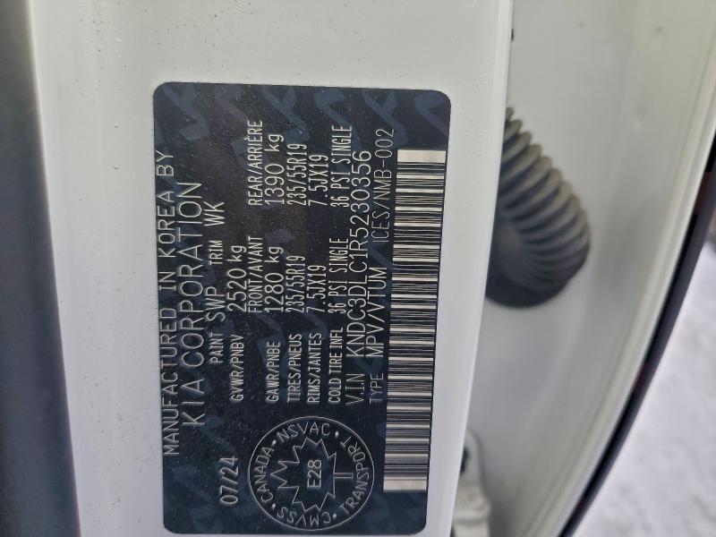 92065325 :رقم المزاد ، KNDC3DLC1R5230356 vin ، 2024 Kia Ev6 Light مزاد بيع