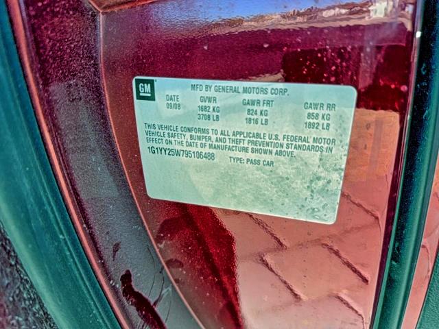 2009 Chevrolet Corvette მანქანა იყიდება აუქციონზე, vin: 1G1YY25W795106488, აუქციონის ნომერი: 98489555