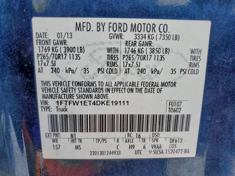 Aukcja sprzedaży 2013 Ford F150, vin: 1FTFW1ET4DKE19111, numer aukcji: 94783965