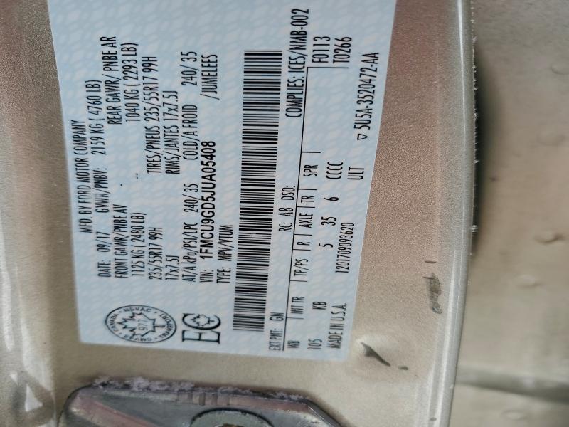 2018 Ford Escape მანქანა იყიდება აუქციონზე, vin: 1FMCU9GD5JUA05408, აუქციონის ნომერი: 96465055