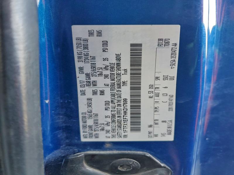 2017 Ford F150 Super მანქანა იყიდება აუქციონზე, vin: 1FTFX1EF7HKD17699, აუქციონის ნომერი: 95218925