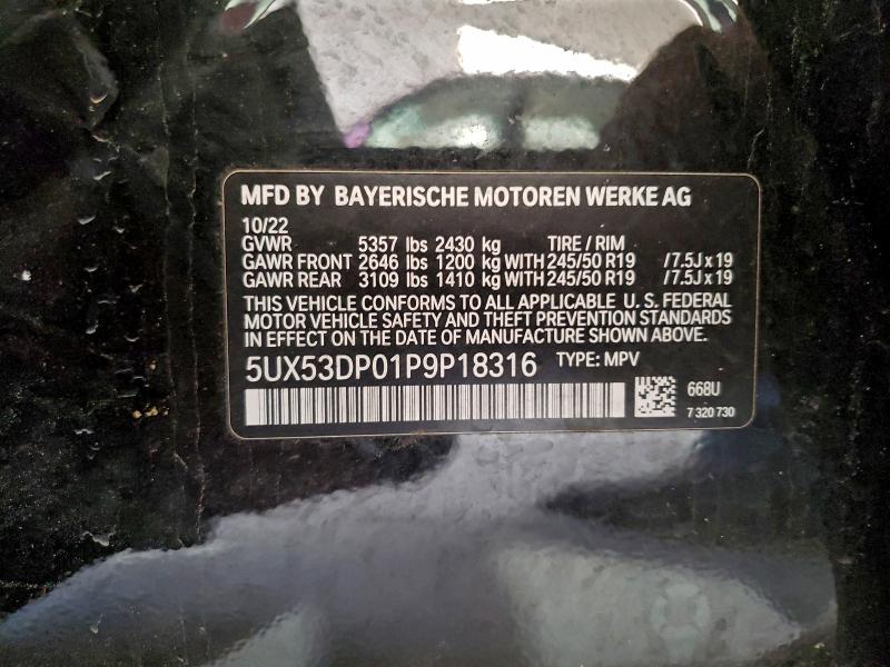 Aukcja sprzedaży 2023 Bmw X3, vin: 5UX53DP01P9P18316, numer aukcji: 96724915