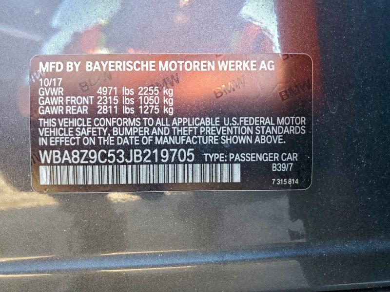 2018 Bmw 330 მანქანა იყიდება აუქციონზე, vin: WBA8Z9C53JB219705, აუქციონის ნომერი: 96045215