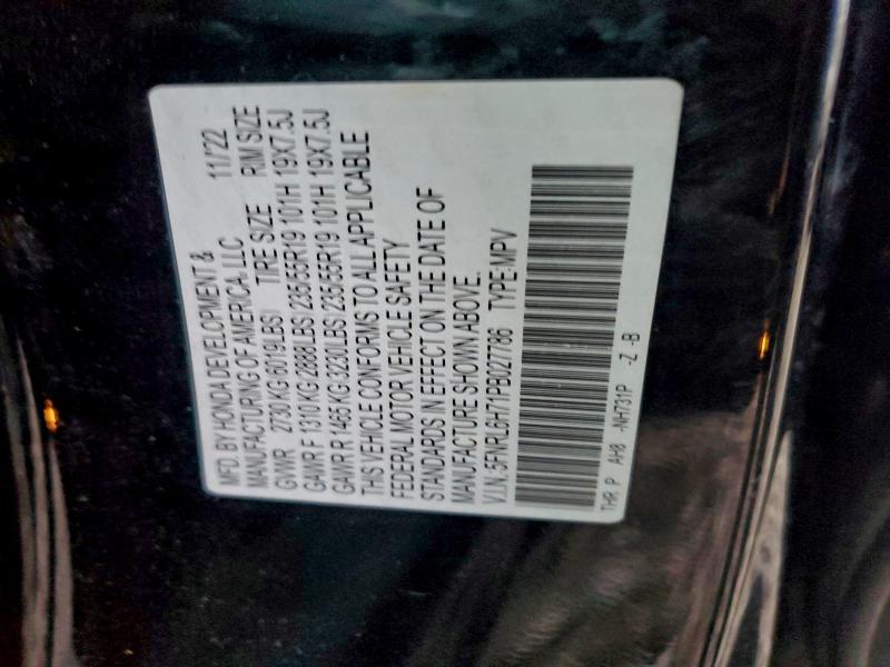 2023 Honda Odyssey მანქანა იყიდება აუქციონზე, vin: 5FNRL6H71PB027786, აუქციონის ნომერი: 96725995