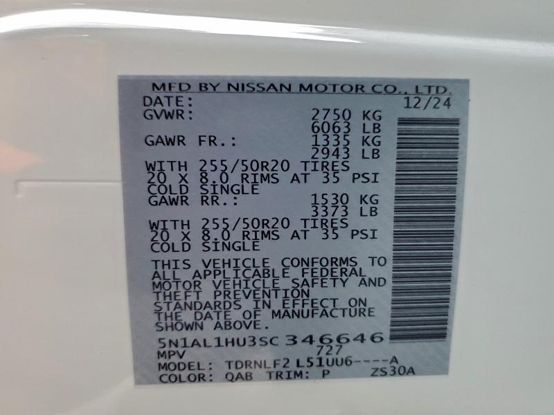 Aukcja sprzedaży 2025 Infiniti Qx60 Autog, vin: 5N1AL1HU3SC346646, numer aukcji: 97157875