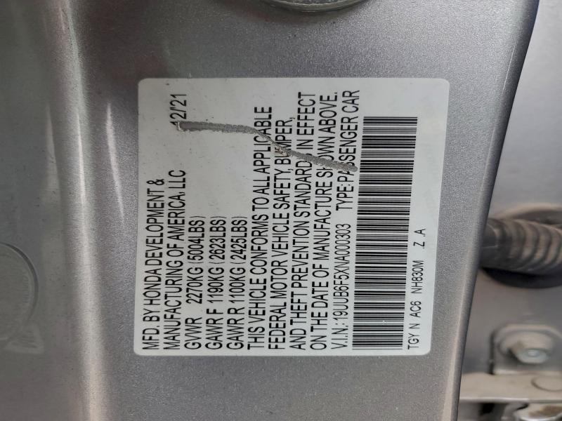 Aukcja sprzedaży 2022 Acura Tlx, vin: 19UUB6F5XNA000303, numer aukcji: 97984585