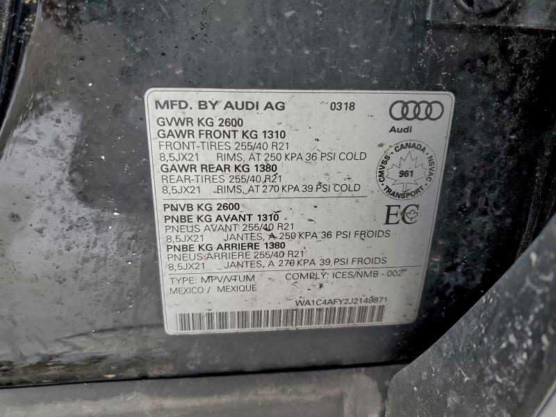 Продаж на аукціоні авто 2018 Audi Sq5, vin: WA1C4AFY2J2149871, номер лоту: 96971265