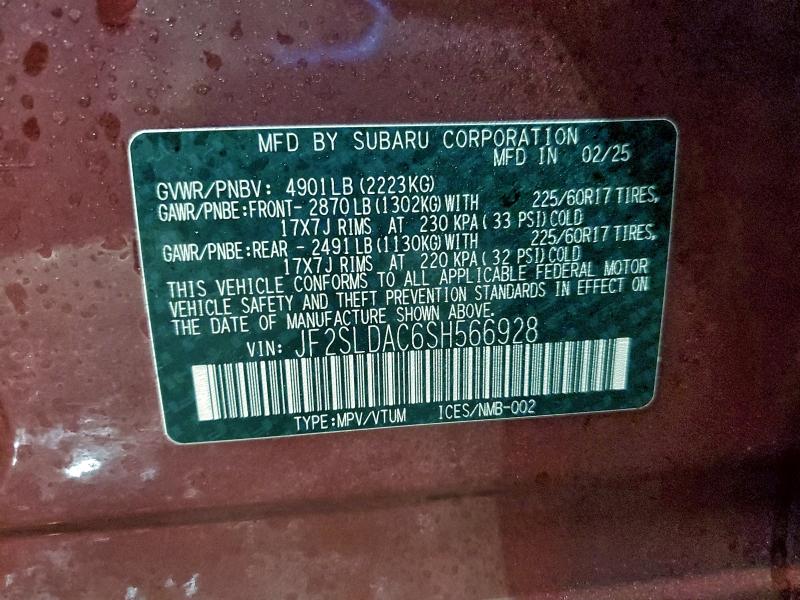 Продажа на аукционе авто 2025 Subaru Forester, vin: JF2SLDAC6SH566928, номер лота: 96317065