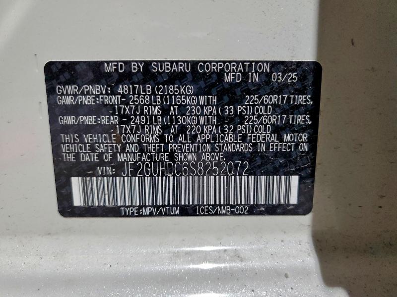 2025 Subaru Crosstrek მანქანა იყიდება აუქციონზე, vin: JF2GUHDC6S8252072, აუქციონის ნომერი: 97531015