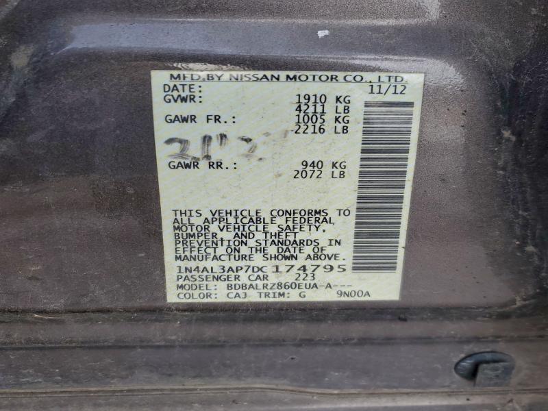 Продажа на аукционе авто 2013 Nissan Altima, vin: 1N4AL3AP7DC174795, номер лота: 95517285