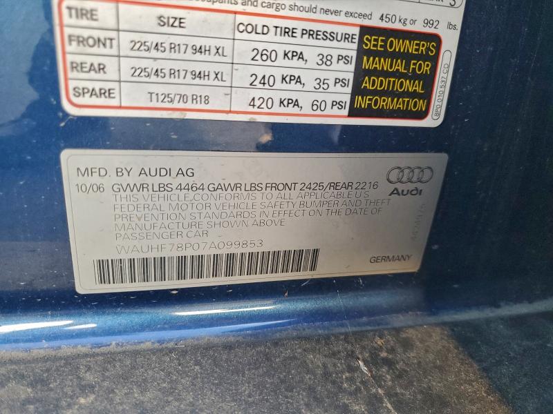 Aukcja sprzedaży 2007 Audi A3, vin: WAUHF78P07A099853, numer aukcji: 95921955