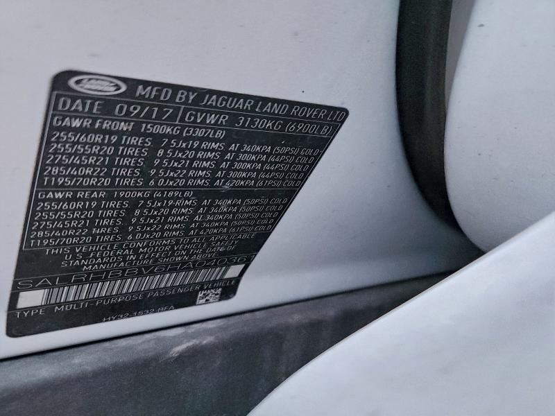 Продаж на аукціоні авто 2017 Land Rover Discovery, vin: SALRHBBV6HA040361, номер лоту: 95796095
