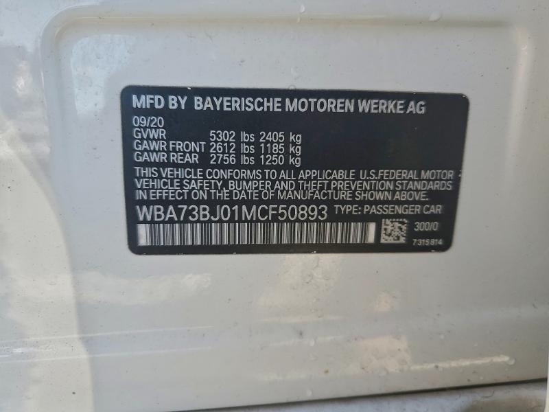 97156475 :رقم المزاد ، WBA73BJ01MCF50893 vin ، 2021 Bmw 540 مزاد بيع