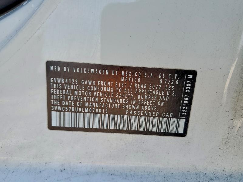 2020 Volkswagen Jetta მანქანა იყიდება აუქციონზე, vin: 3VWC57BU9LM079013, აუქციონის ნომერი: 96750835