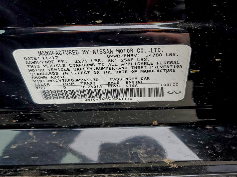 97742305 :رقم المزاد ، JN1CV7AP0JM241170 vin ، 2018 Infiniti Q50 Pure مزاد بيع