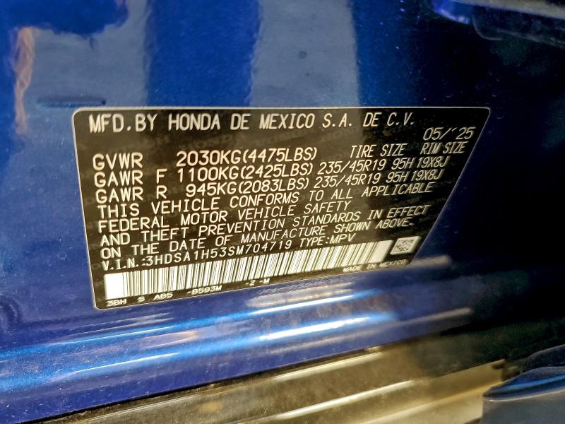 2025 Acura Adx მანქანა იყიდება აუქციონზე, vin: 3HDSA1H53SM704719, აუქციონის ნომერი: 95583285