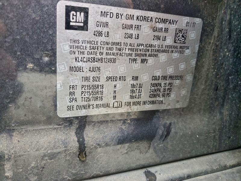 Aukcja sprzedaży 2017 Buick Encore, vin: KL4CJASB4HB124930, numer aukcji: 95758185