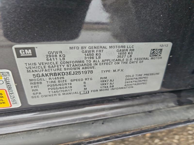 2014 Buick Enclave მანქანა იყიდება აუქციონზე, vin: 5GAKRBKD3EJ251978, აუქციონის ნომერი: 97499925