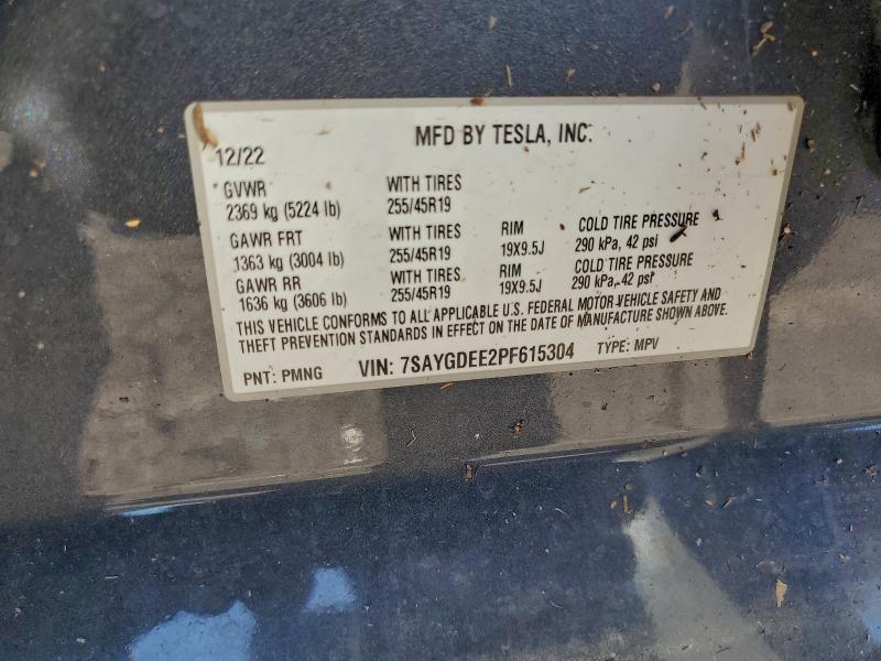 2023 Tesla Model Y მანქანა იყიდება აუქციონზე, vin: 7SAYGDEE2PF615304, აუქციონის ნომერი: 94728175