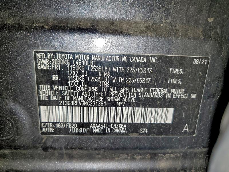 Продаж на аукціоні авто 2021 Toyota Rav4 Le, vin: 2T3G1RFV3MC234381, номер лоту: 96418945
