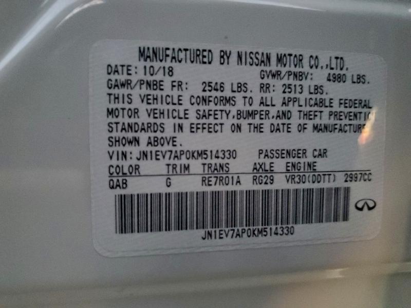 Продаж на аукціоні авто 2019 Infiniti Q50 Luxe, vin: JN1EV7AP0KM514330, номер лоту: 96617195