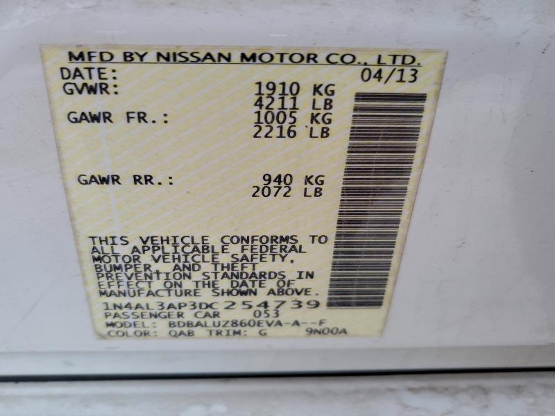 2013 Nissan Altima 2.5 მანქანა იყიდება აუქციონზე, vin: 1N4AL3AP3DC254739, აუქციონის ნომერი: 94792325