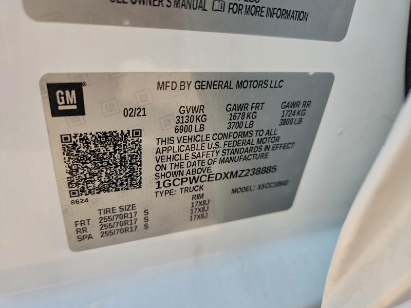 Aukcja sprzedaży 2021 Chevrolet Silverado, vin: 1GCPWCEDXMZ238885, numer aukcji: 93315515