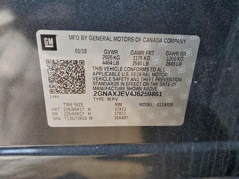 Продажа на аукционе авто 2018 Chevrolet Equinox Lt, vin: 2GNAXJEV4J6259861, номер лота: 95435575