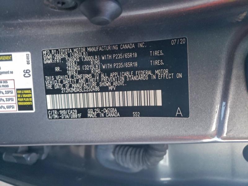 Aukcja sprzedaży 2020 Lexus Rx 350, vin: 2T2HZMDA5LC250486, numer aukcji: 96808945