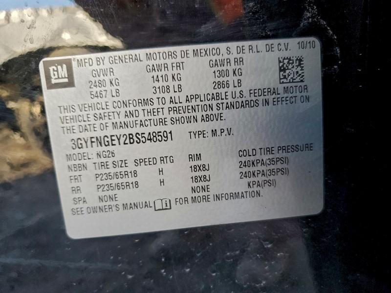 2011 Cadillac Srx მანქანა იყიდება აუქციონზე, vin: 3GYFNGEY2BS548591, აუქციონის ნომერი: 96715195