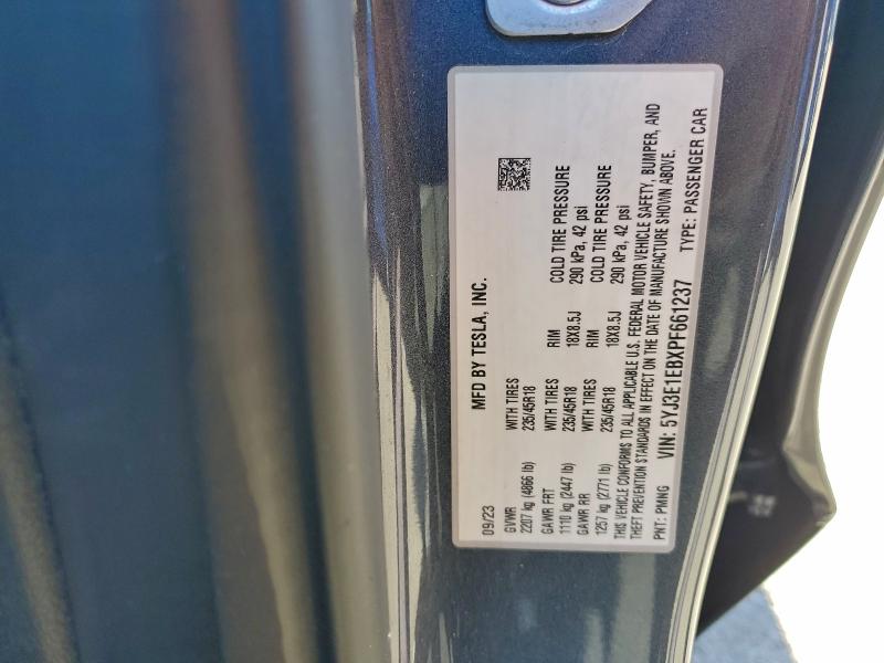 95680175 :رقم المزاد ، 5YJ3E1EBXPF661237 vin ، 2023 Tesla Model 3 مزاد بيع