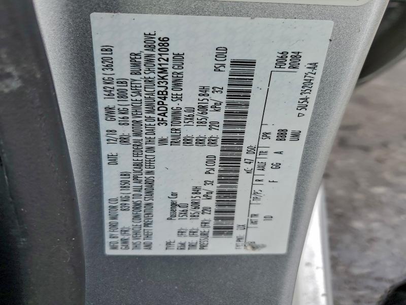 Продаж на аукціоні авто 2019 Ford Fiesta Se, vin: 3FADP4BJ3KM121086, номер лоту: 95496525