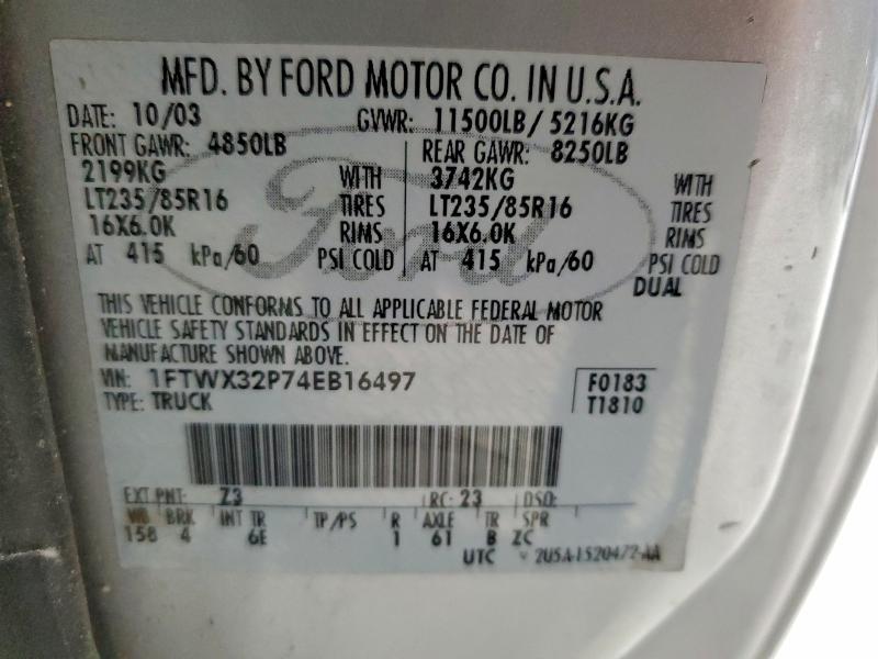 Продаж на аукціоні авто 2004 Ford F350 Super, vin: 1FTWX32P74EB16497, номер лоту: 94827375